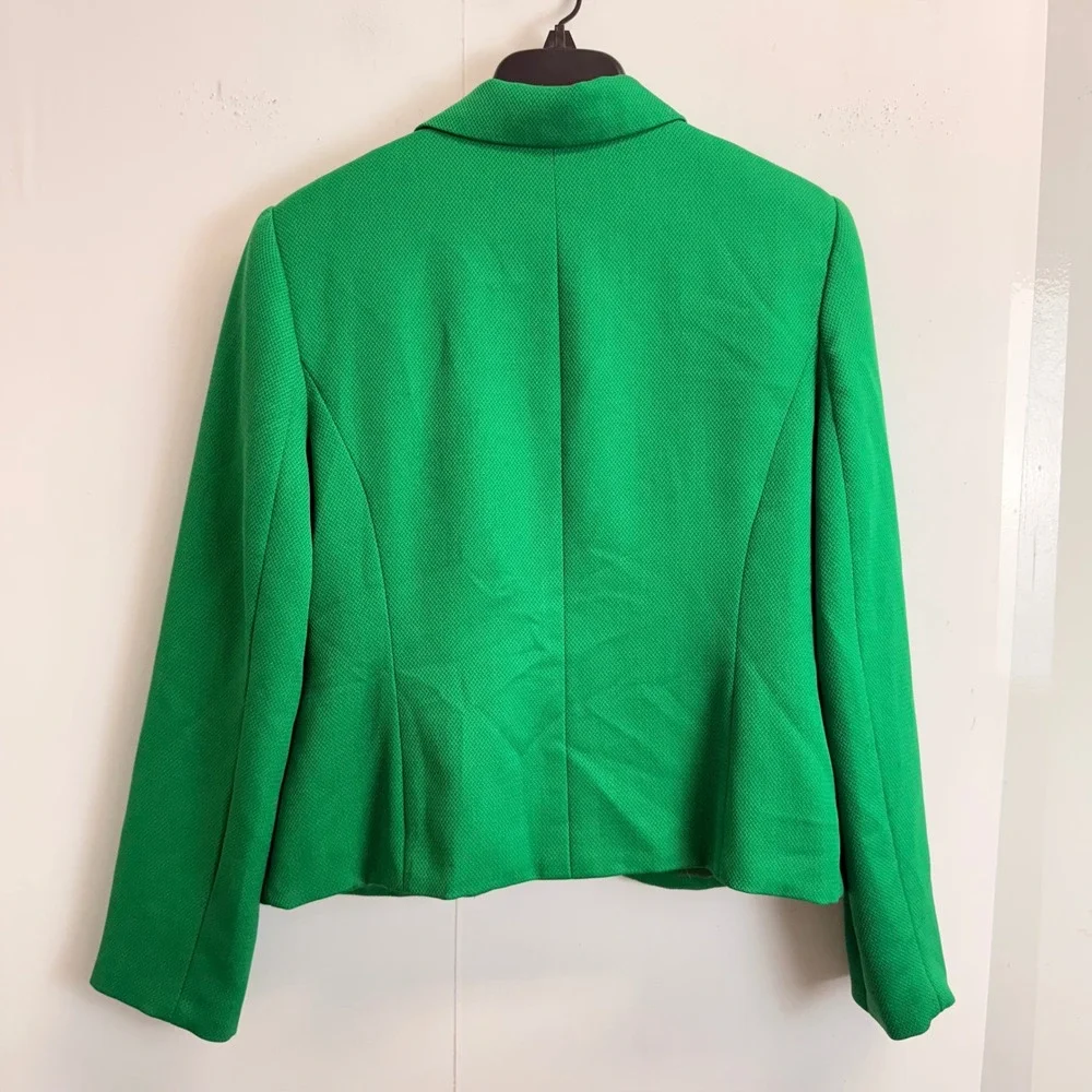 Isabella Suits Green Textured Button Front Blazer Jacket Size 14